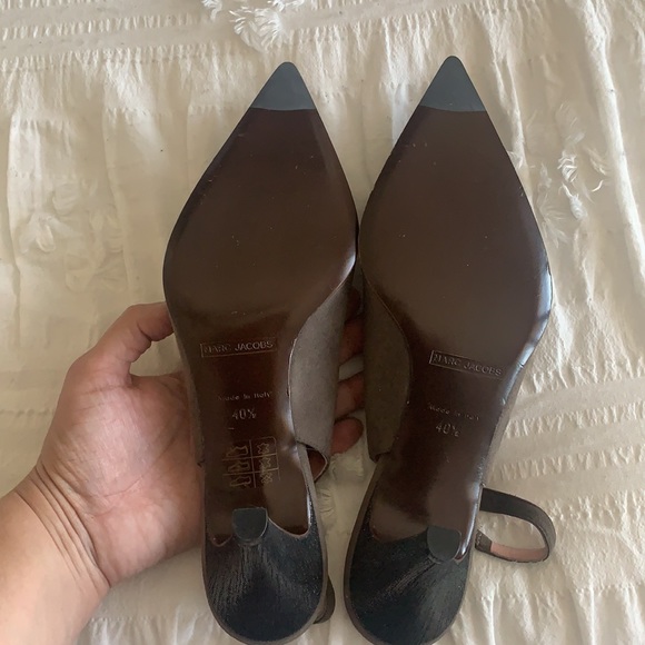 MARC JACOBS Pointy Bow Gray Suede Slingbacks 40.5 (9.5 US) NWOB - Picture 5 of 11